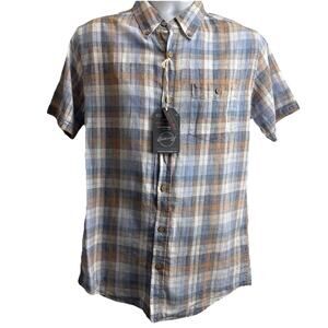 Weatherproof Vintage Mens Small Plaid Short Sleeve Button Down Shirt Spring NWT